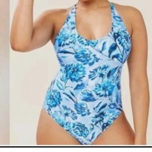 Andie Baia one piece swimsuit blue floral, Women’s Sz XL, Lined, Tropical $122​